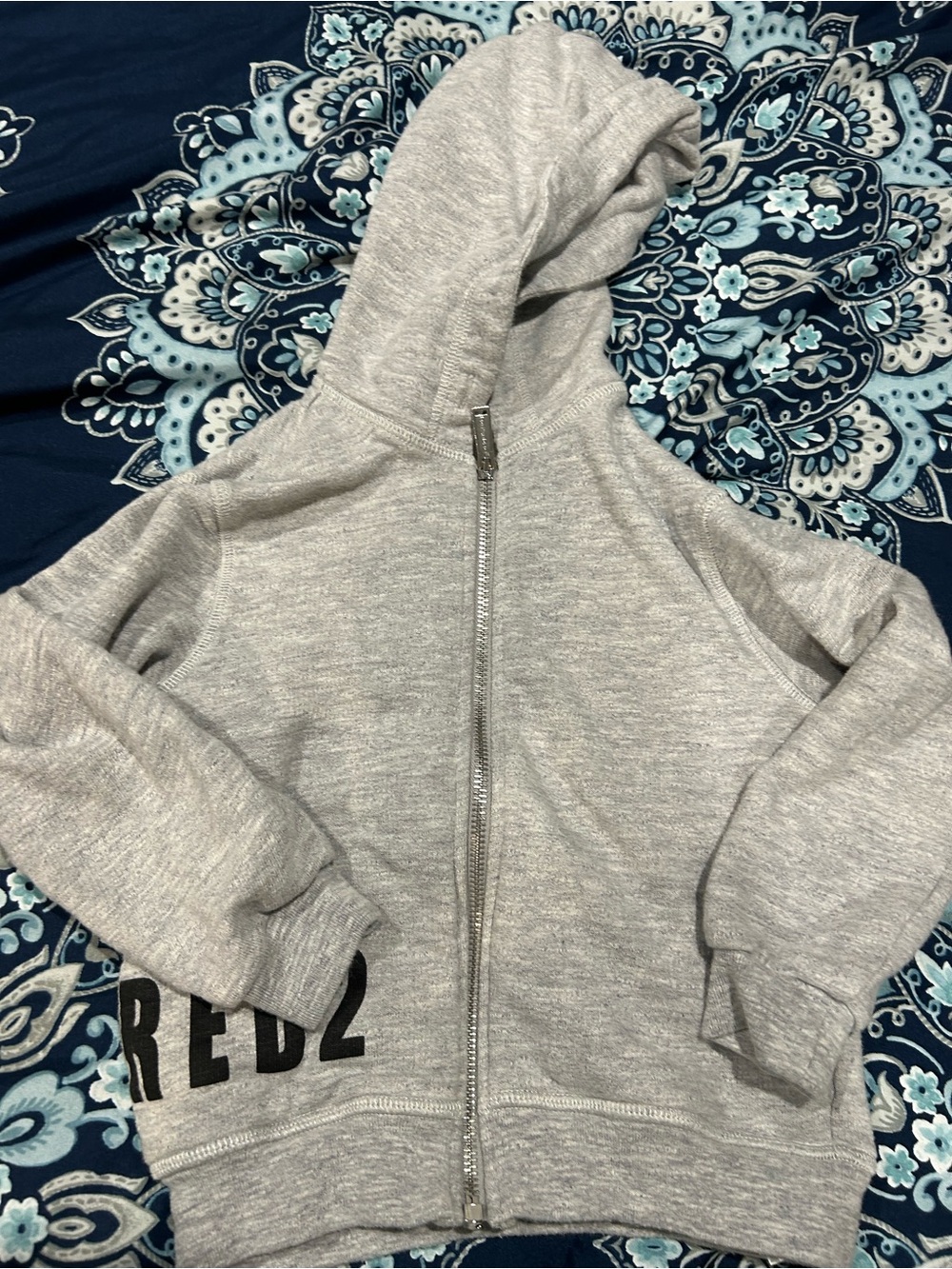 DSQUARED2 Kids Light Gray Full-Zip Hoodie with black Accent